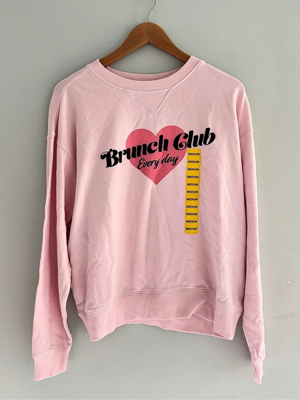 Wildfox Brunch Club Every Crewneck Sweatshirt Pink Medium NWT